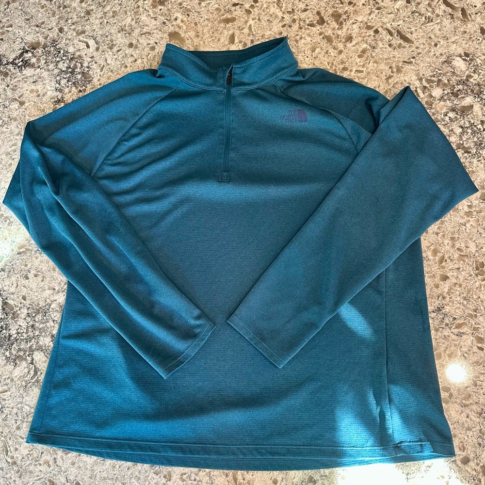 The North Face Teal Quarter-Zip Pullover. WMS size XL.